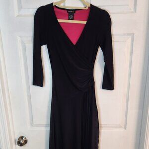 3/4 Length Sleeve Faux Wrap Dress